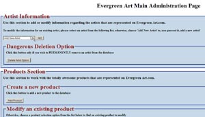 Evergreen Art managment section